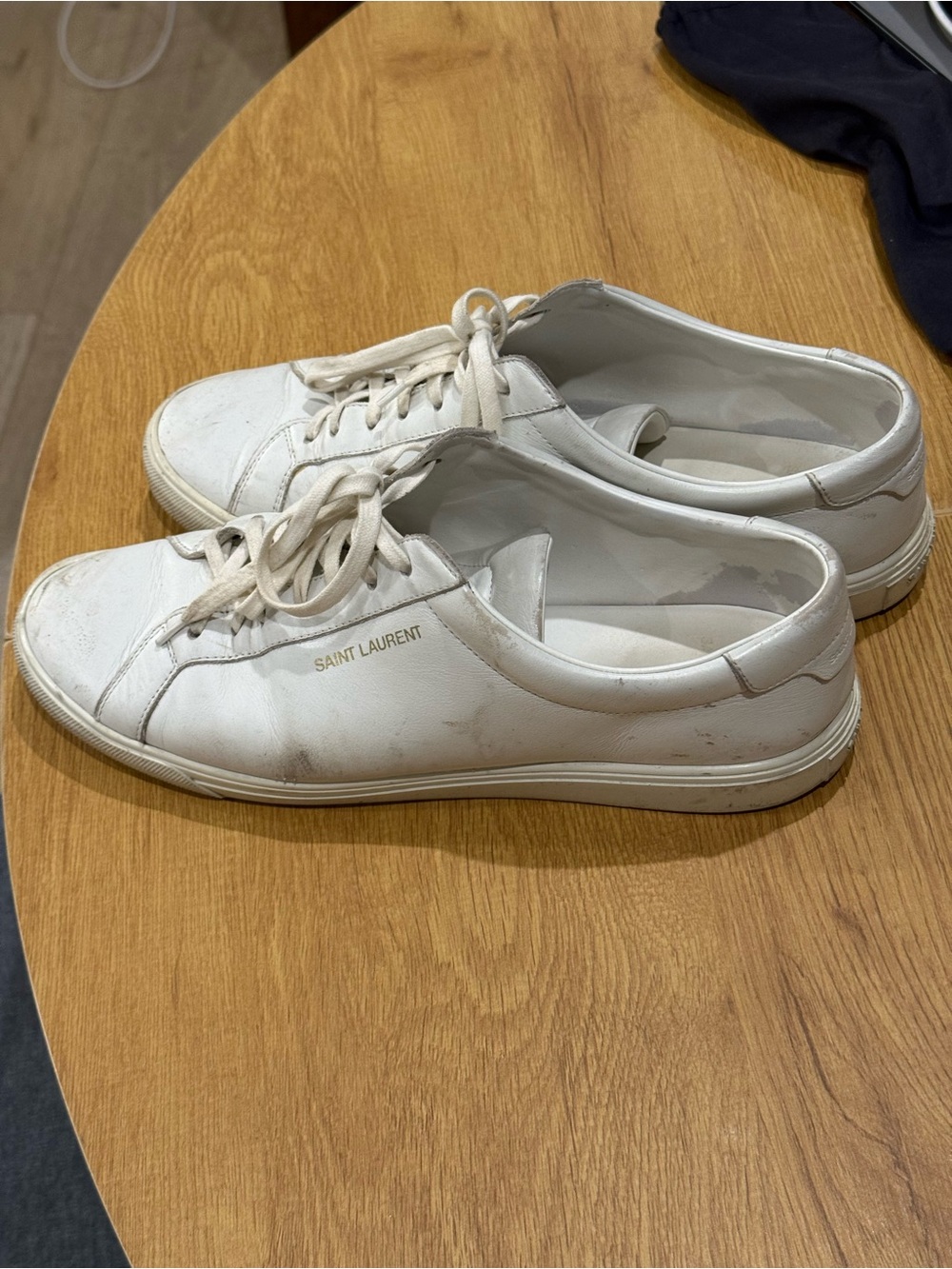Saint Laurent Andy White Leather Low-Top Sneakers with Gold Logo